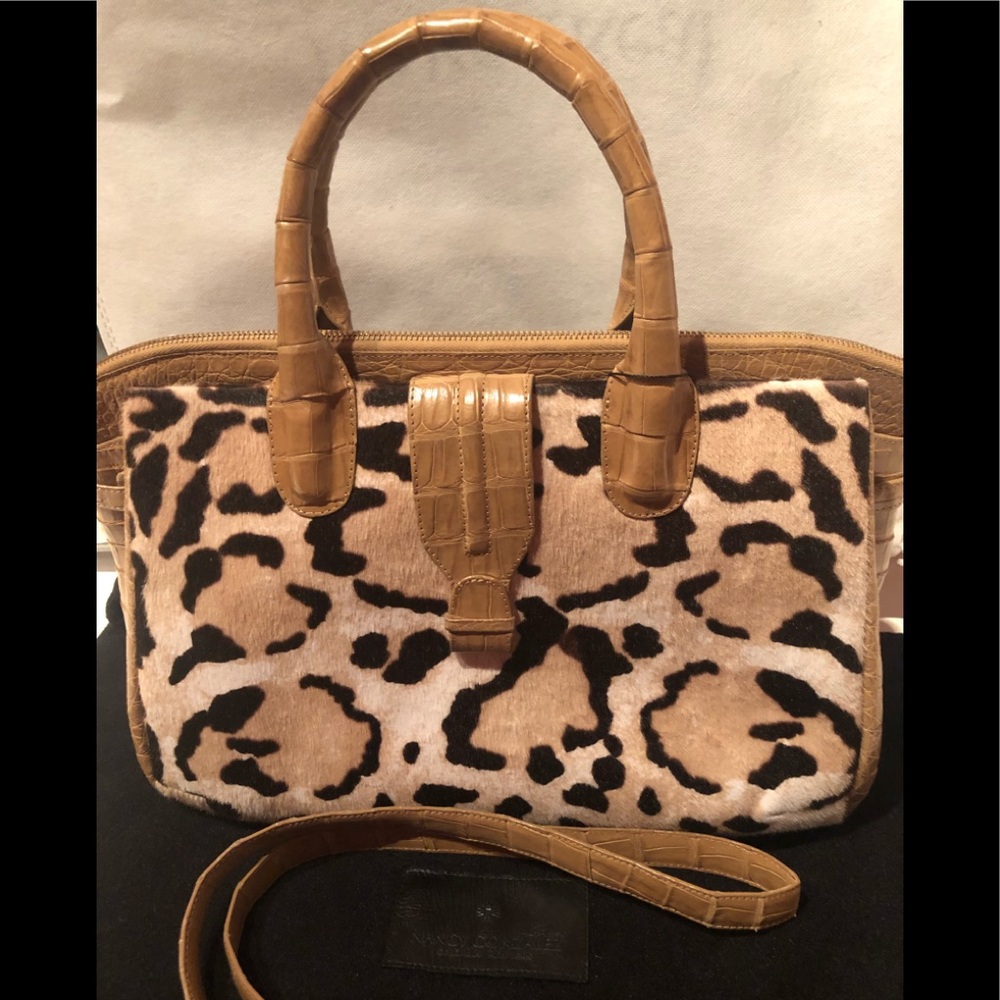 RARE Exquisite Nancy Gonzalez ponyhair and crocodile handbag w/ strap & dustbag